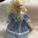 Doll Porcelin blond with blue dress 4-3:4H